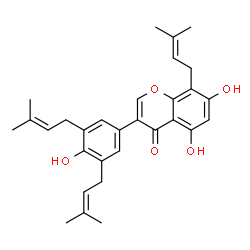 5,7-Dihydroxy-3-[4-hydroxy-3,5-bis(3-methyl-2-butenyl)phenyl]-8-(3-methyl-2-butenyl)-4H-1-benzopyran-4-one structure