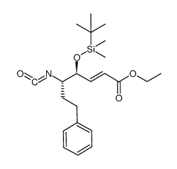 (2E,4S,5S)-4-(tert-butyldimethylsilanyloxy)-5-isocyanato-7-phenylhept-2-enoic acid ethyl ester Structure