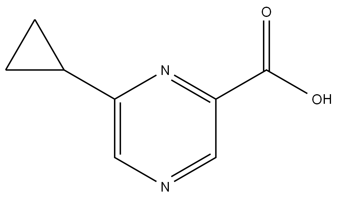 2-Pyrazinecarboxylic acid, 6-cyclopropyl- Structure