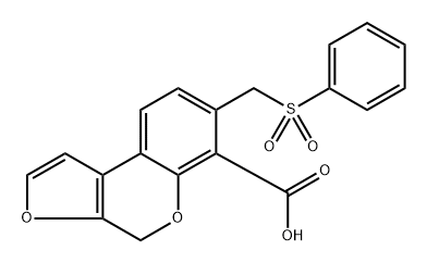 7-(benzenesulfonylmethyl)-4H-furo[2,3-c]chromene-6-carboxylic acid structure