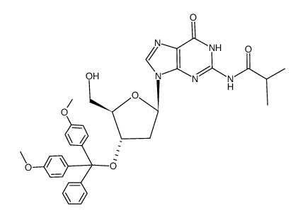 3'-O-dimethoxytrityl-N2-isobutyryl-2'-deoxyguanosine结构式