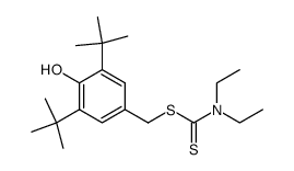 N,N-di-ethyl-dithiocarbamic acid 3,5-di-tert-butyl-4-hydroxy-benzyl ester Structure