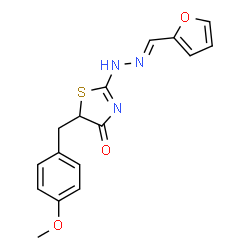 (E)-2-(((E)-furan-2-ylmethylene)hydrazono)-5-(4-methoxybenzyl)thiazolidin-4-one Structure