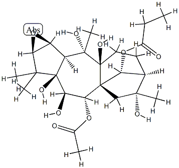 (14R)-2β,3β-Epoxygrayanotoxane-5,6β,7α,9,10,14,16-heptaol 7-acetate 14-propionate structure