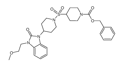 benzyl 4-((4-(3-(2-methoxyethyl)-2-oxo-2,3-dihydro-1H-benzo[d]imidazol-1-yl)piperidin-1-yl)sulfonyl)piperidine-1-carboxylate结构式