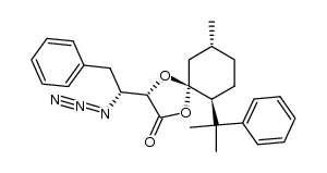 (3S,5R,6S,9R)-3-[(1R)-1-azido-2-phenylethyl]-9-methyl-6-(1-methyl-1-phenylethyl)-1,4-dioxaspiro[4.5]decan-2-one结构式