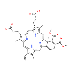 23H,25H-Benzo[b]porphine-9,13-dipropanoic acid, 18-ethenyl-2,4a-dihydro-3,4-bis(methoxycarbonyl)-4a,8,14,19-tetramethyl-结构式