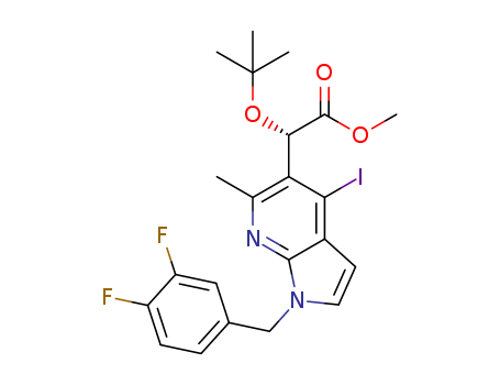 (S)-methyl 2-(tert-butoxy)-2-(1-(3,4-difluorobenzyl)-4-iodo-6-methyl-1H-pyrrolo[2,3-b]pyridin-5-yl)acetate Structure