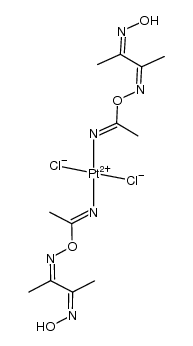 bis((1-(((3-(hydroxyimino)butan-2-ylidene)amino)oxy)ethylidene)amino)platinum(IV) chloride Structure