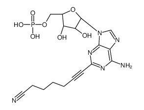 [(2R,3S,4R,5R)-5-[6-amino-2-(6-cyanohex-1-ynyl)purin-9-yl]-3,4-dihydroxyoxolan-2-yl]methyl dihydrogen phosphate Structure