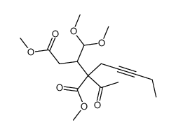 methyl 4-acetyl-4-methoxycarbonyl-3-dimethoxymethyl-6-nonynoate结构式