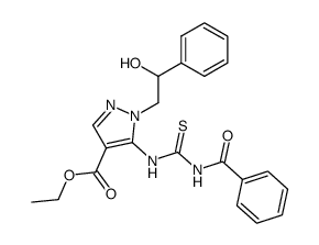 ethyl 5-{[(benzoylamino)carbonothioyl]amino}-1-(2-hydroxy-2-phenylethyl)-1H-pyrazole-4-carboxylate结构式