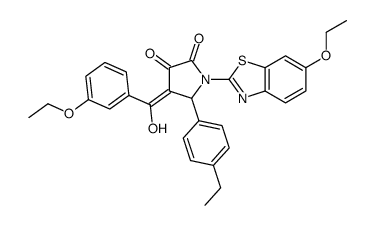 1-(6-ethoxy-1,3-benzothiazol-2-yl)-4-[(3-ethoxyphenyl)-hydroxymethylidene]-5-(4-ethylphenyl)pyrrolidine-2,3-dione结构式