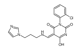 1-(2-chlorophenyl)-5-[(3-imidazol-1-ylpropylamino)methylidene]-1,3-diazinane-2,4,6-trione结构式