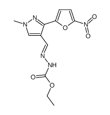 [1-methyl-3-(5-nitro-furan-2-yl)-1H-pyrazol-4-ylmethylene]-hydrazinecarboxylic acid ethyl ester Structure