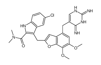 5-chloro-3-[[4-[(2,4-diaminopyrimidin-5-yl)methyl]-6,7-dimethoxy-1-benzofuran-2-yl]methyl]-N,N-dimethyl-1H-indole-2-carboxamide结构式