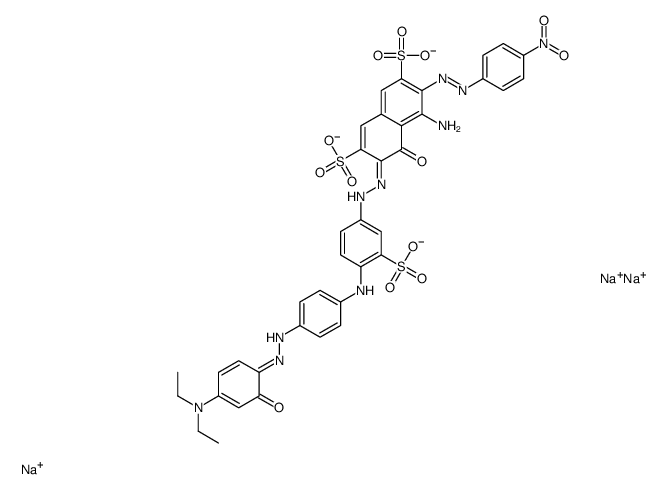 trisodium,(3Z)-5-amino-3-[[4-[4-[(2E)-2-[4-(diethylamino)-6-oxocyclohexa-2,4-dien-1-ylidene]hydrazinyl]anilino]-3-sulfonatophenyl]hydrazinylidene]-6-[(4-nitrophenyl)diazenyl]-4-oxonaphthalene-2,7-disulfonate Structure