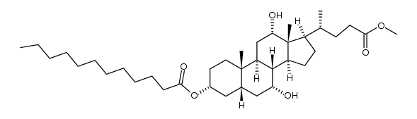 (3R,5R,7R,8R,9S,10S,12S,13R,14S,17R)-7,12-dihydroxy-17-((R)-5-methoxy-5-oxopentan-2-yl)-10,13-dimethylhexadecahydro-1H-cyclopenta[a]phenanthren-3-yl dodecanoate结构式