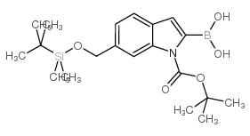 1H-Indole-1-carboxylic acid, 2-borono-6-[[[(1,1-dimethylethyl)dimethylsilyl]oxy]methyl]-, 1-(1,1-dimethylethyl) ester (9CI) picture