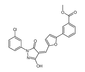 methyl 3-[5-[(Z)-[1-(3-chlorophenyl)-3,5-dioxopyrazolidin-4-ylidene]methyl]furan-2-yl]benzoate结构式