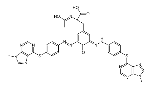 (2S)-2-acetamido-3-[5-[[4-(9-methylpurin-6-yl)sulfanylphenyl]diazenyl]-3-[[4-(9-methylpurin-6-yl)sulfanylphenyl]hydrazinylidene]-4-oxocyclohexa-1,5-dien-1-yl]propanoic acid Structure