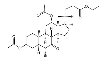 3α,12α-diacetoxy-6α-bromo-7-oxo-5β-cholan-24-oic acid ethyl ester结构式