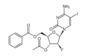 1-(3-O-acetyl-5-O-benzoyl-2-deoxy-2-fluoro-β-D-arabinofuranosyl)-5-iodocytosine Structure