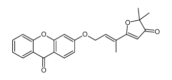 3-((3-(4,5-dihydro-5,5-dimethyl-4-oxo-2-furanyl)-2-butenyl)oxy)-9H-xanthen-9-one结构式