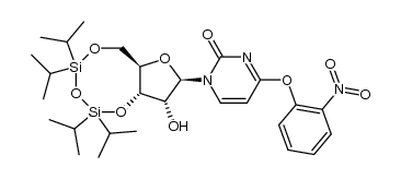 1-(3',5'-O-1,1,3,3-tetraisopropyl-1,3-disilyl)-β-D-ribofuranosyl-4-(2-nitrophenyl)-2-pyrimidinone结构式