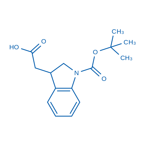 2-{1-[(tert-butoxy)carbonyl]-2, 3-dihydro-1H-indol-3-yl}acetic acid structure