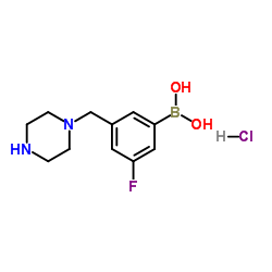 (3-fluoro-5-(piperazin-1-ylmethyl)phenyl)boronic acid hydrochloride Structure