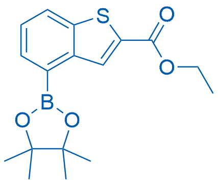 Ethyl 4-(4,4,5,5-tetramethyl-1,3,2-dioxaborolan-2-yl)benzo[b]thiophene-2-carboxylate structure