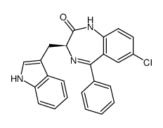 (S)-7-chloro-1,3-dihydro-3-(1H-indol-3-ylmethyl)-5-phenyl-2H-1,4-benzodiazepin-2-one Structure