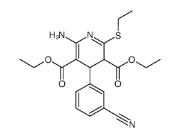 6-amino-4-(3-cyano-phenyl)-2-ethylsulfanyl-3,4-dihydro-pyridine-3,5-dicarboxylic acid diethyl ester结构式