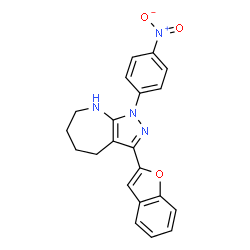 Pyrazolo[3,4-b]azepine, 3-(2-benzofuranyl)-1,4,5,6,7,8-hexahydro-1-(4-nitrophenyl)- (9CI) Structure