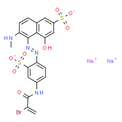 disodium 5-[[4-[(2-bromo-1-oxoallyl)amino]-2-sulphonatophenyl]azo]-4-hydroxy-6-(methylamino)naphthalene-2-sulphonate结构式