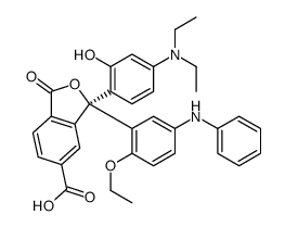 3-[4-(Diethylamino)-2-hydroxyphenyl]-3-[2-ethoxy-5-(phenylamino)phenyl]-1,3-dihydro-1-oxo-5-isobenzofurancarboxylic acid structure