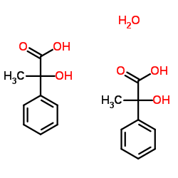 (+/-)-2-HYDROXY-2-PHENYLPROPIONIC ACID HEMIHYDRATE结构式