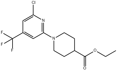 Ethyl 1-[6-chloro-4-(trifluoromethyl)-2-pyridyl]piperidine-4-carboxylate structure