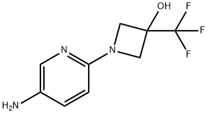 1-(5-aminopyridin-2-yl)-3-(trifluoromethyl)azetidin-3-ol结构式