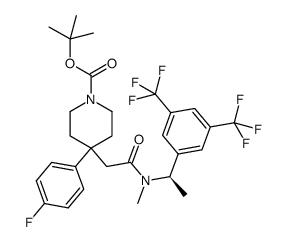4-({[1-(R)-1-(3,5-bis-trifluoromethyl-phenyl)-ethyl]-methyl-carbamoyl}-methyl)-4-(4-fluoro-phenyl)-piperidine-1-carboxylic acid tert-butyl ester结构式