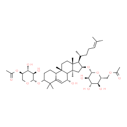 [3β-(4-O-Acetyl-β-D-xylopyranosyloxy)-7β-hydroxycucurbita-5,24-dien-16β-yl]6-O-acetyl-β-D-glucopyranoside structure