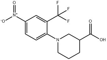 1-[4-Nitro-2-(trifluoromethyl)phenyl]-3-piperidinecarboxylic acid结构式