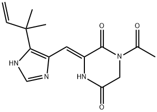 2,5-Piperazinedione, 1-acetyl-3-[[5-(1,1-diMethyl-2-propenyl)-1H-iMidazol-4-yl]Methylene]-, (3Z)-结构式