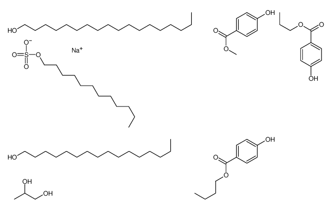 sodium,butyl 4-hydroxybenzoate,dodecyl sulfate,hexadecan-1-ol,methyl 4-hydroxybenzoate,octadecan-1-ol,propane-1,2-diol,propyl 4-hydroxybenzoate Structure