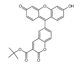 6-(6-hydroxy-3-oxo-3H-xanthen-9-yl)-2-oxo-2H-chromane-3-carboxylic acid tert-butyl ester Structure