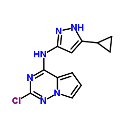 N-{2-氯吡咯并[2,1-f] [1,2,4]三嗪-4-基} -5-环丙基-1H-吡唑-3-胺结构式