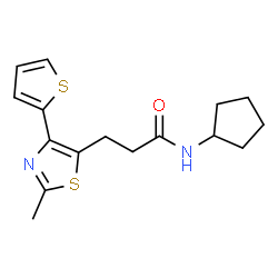 N-Cyclopentyl-3-[2-methyl-4-(2-thienyl)-1,3-thiazol-5-yl]propanamide structure