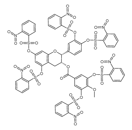 (2R,3R)-2-(3,4-bis(2-nitrophenylsulfonyloxy)phenyl)-5,7-bis(2-nitrophenylsulfonyloxy)chroman-3-yl 4-methoxy-3,5-bis(2-nitrophenylsulfonyloxy)benzoate结构式