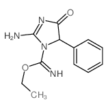 1-Imidazolidinecarboximidic acid, 2-imino-4-oxo-5-phenyl-, ethyl ester Structure